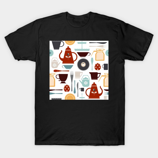 Tea and coffee serving set print T-Shirt by Avisnanna